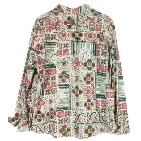 Chicos Womens Autumn Color Flip Cuff Shirt Top Button Up Contrast Fall Harvest 3 - Picture 2 of 7